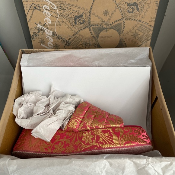 Free People Almost Paradise Platform Coral Brocade EU Size 40 US 9.5 - Picture 14 of 16
